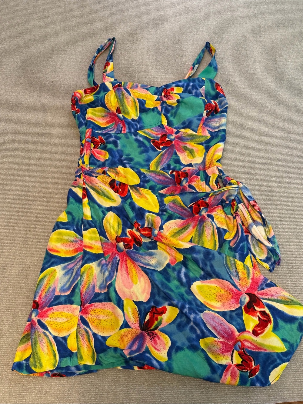 Paradise Found Hawaii Vintage Tropical Floral Rayon Wrap Dress Large